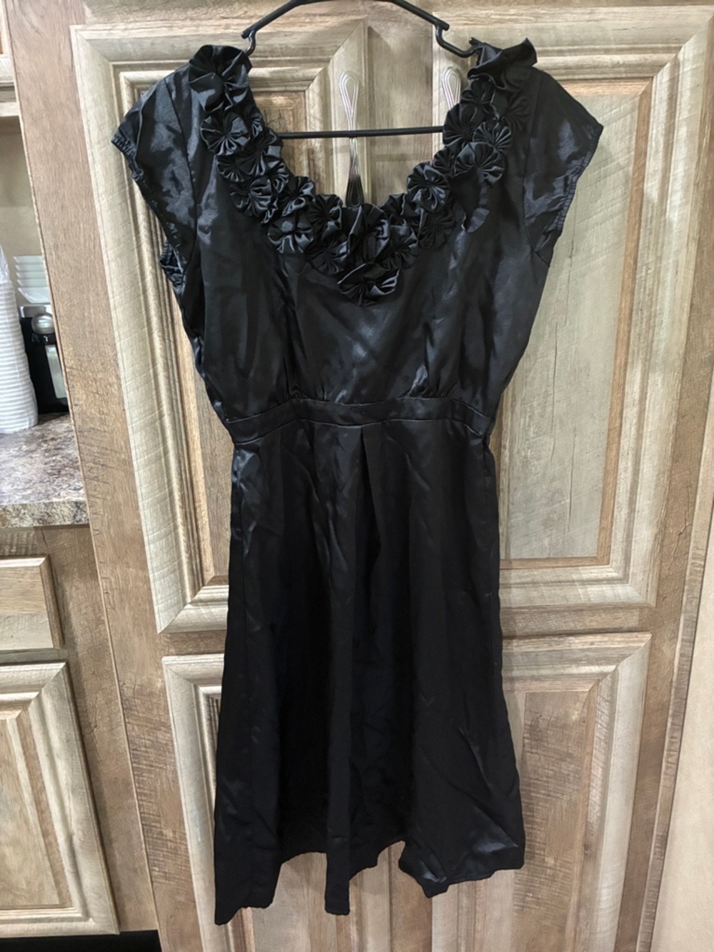 DownEast Black Floral-Trim Midi Dress